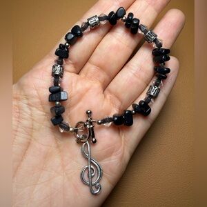 Handmade Black Onyx Stone & Silver Bracelet